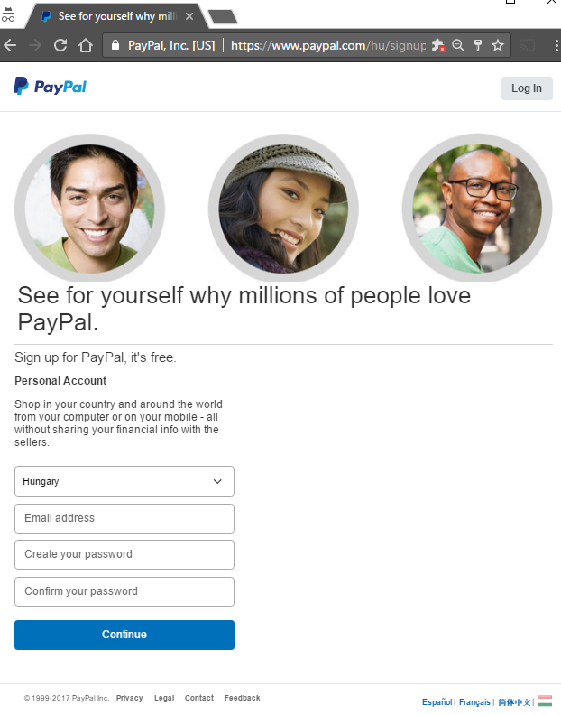 paypal regisztráció - jelszó megadás
